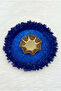 Cobalt Blue Bridal Henna Night Tray, Wedding, Circumcision, Velvet Three-Dimensional Laser Flower Decorated Tray - 2