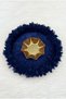 Navy Blue Bridal Henna Night Tray, Wedding, Circumcision, Velvet Three-Dimensional Laser Flower Decorated Tray - 3