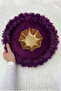 Purple Bridal Henna Night Tray, Wedding, Circumcision, Velvet Three-Dimensional Laser Flower Decorated Tray - 3