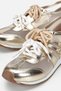Women's gold metallic lace-up sneakers with tulle detail - 4