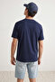 Lacivert Regular/Normal Kesim At Nakış Detaylı %100 Pamuklu T-Shirt TMNSS24TS00056 - 3