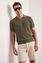 Haki Relaxed Pamuklu Kısa Kol Polo Yaka Ajurlu Triko T-shirt TMNSS23PO00024 - 3