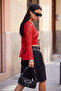 Kırmızı Düz Bolero V Yaka Standart Kol Uzun Bağlama Detaylı Super Crop Tül Örme Bluz TWOSS26BZ01078 - 2