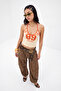 Sarı Slogan Fitted Boyundan Bağlamalı Kolsuz Crop Pamuklu Esnek Örme Atlet TWOSS26AL00146 - 3