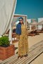 Women's Floral Pattern Shiny Striped Dress Oil Green - 6