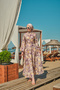 Women's Floral Patterned Buttoned and Waist-Tied Dress Purple - 4