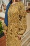Women's Floral Pattern Shiny Striped Dress Oil Green - 9