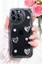 iPhone 16 Pro Case 3D Heart Pearl Design Patterned Camera Protection Transparent Silicone Cover