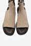 Carina Beige Suede Genuine Leather Women's Sandals with Side Zipper - 2