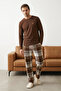 Kahverengi Regular Ekose / Kareli Homewear Pijama Takımı TMNAW26PT00061