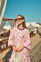 Women's Watercolor Floral Pattern Dress Fuchsia - 4