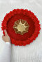 Red Bridal Henna Night Tray, Wedding, Circumcision, Velvet Three-Dimensional Laser Flower Decorated Tray