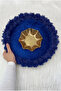 Cobalt Blue Bridal Henna Night Tray and Basket, Wedding, Circumcision, Engagement, Velvet Three-Dimensional Laser Flowered - 3