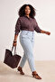 Açık Mavi Yüksek Bel Beli Lastikli %100 Pamuk Non-Stretch Büyük Beden Mom Jeans TBBSS26CJ00026 - 3