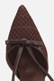 Women's brown bow detailed mesh thin strap high heeled shoe - 5