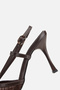 Women's brown bow detailed mesh thin strap high heeled shoe - 6