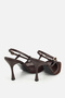 Women's brown bow detailed mesh thin strap high heeled shoe - 4
