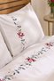 Miretta 100% Cotton Cross-Stitch Embroidered Double Duvet Cover Set White - 5