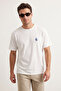Beyaz Regular/Normal Kesim At Nakış Detaylı %100 Pamuklu T-Shirt TMNSS24TS00056
