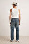 Lacivert Eskitme Efectli Baggy/90's Straight Fit Jeans Bol Kot Pantolon TMNSS24JE00012 - 4