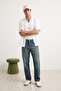 Lacivert Eskitme Efectli Baggy/90's Straight Fit Jeans Bol Kot Pantolon TMNSS24JE00012 - 3