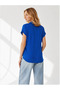 Women's Cobalt Blue Bat Viscose Shirt GML-19000617 - 5
