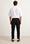 Siyah Beli Lastikli Slim Fit Duble Paça Kumaş Pantolon TMNAW21PL0107 - 4
