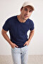 Navy-Black-White Slim/Fitted Cut Crew Neck Basic 100% Cotton 3-Pack T-Shirt TMNSS19BO0007 - 6