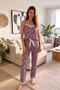 Purple Olive Branch Lace Rope Strap Knitted Women's Pajama Set - 6