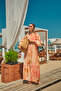 Women's Soft Floral Pattern Dress Salmon - 10