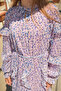 Women's Floral Pattern Shiny Striped Dress Lilac - 8
