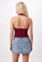 Burgundy Fitted/Bodycon Halter Neck Sleeveless Soft Knitted Blouse Twoss26Bz00625 - 4