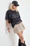 Teen Antrasit Slogan Regular Kalıp Eskitme/Soluk Efektli Tok %100 Pamuk Örme T-Shirt TWOSS26TS00015 - 3
