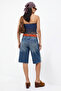 Limited Edition Indigo Dantel Detaylı Straplez Dokuma Gabardin Bluz TPRSS26BZ00068 - 5