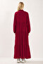 Burgundy Viscose Woven Dress TCTSS24EB00221 - 5