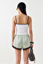 Ecru Slogan Printed Fitted Pool Collar Thin Strap Sleeveless Cotton Ribbed Knitted Tank Top Twoss26Al00149 - 5