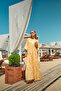 Women's Floral Patterned Viscose Dress Yellow - 3