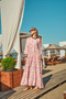 Women's Watercolor Floral Pattern Dress Fuchsia
