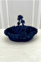 Navy Blue Bridal Henna Night Basket, Wedding, Circumcision, Marriage, Promise, Engagement, Velvet Three-Dimensional Laser Flower - 2