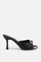 Women's black gold Buckled Stiletto Heel slippers - 2