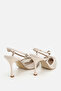 Women's Beige Bow Detailed Mesh Thin Strap High Heel Shoes - 4