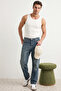 Lacivert Eskitme Efectli Baggy/90's Straight Fit Jeans Bol Kot Pantolon TMNSS24JE00012 - 2