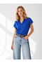 Women's Cobalt Blue Bat Viscose Shirt GML-19000617 - 3