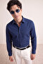 Lacivert Slim Fit Kolay Ütülenebilir Smart Erkek Gömlek TMNAW24GO00096