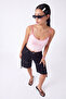 Pink Printed Fitted V-Neck Thin Strap Sleeveless Crop Cotton Stretch Knitted Undershirt Twoss26Al00147 - 9