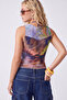 Blue Printed Fitted Crew Neck Sleeveless Tulle Knitted Blouse Twoss26Bz01099 - 10