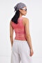 Pink Printed Fitted Crew Neck Sleeveless Tulle Knitted Blouse Twoss26Bz01099 - 5