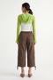Yeşil Düz Regular Kapüşonlu Standart Kol Ekstra Crop Tül Örme Bluz TWOSS26BZ01077 - 5