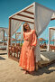 Women's Lined Tulle Dress Orange - 14