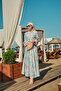Women's Floral Patterned Buttoned and Waist-Tied Dress Blue - 2